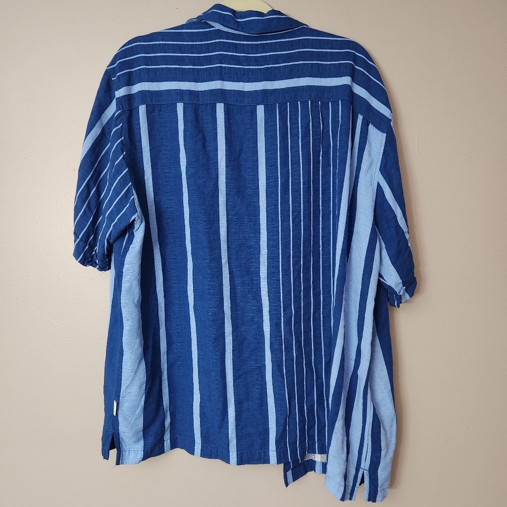 Cubavera XL short sleeve Blue stiped Button Down Shirt collared casual like new - Picture 4 of 11